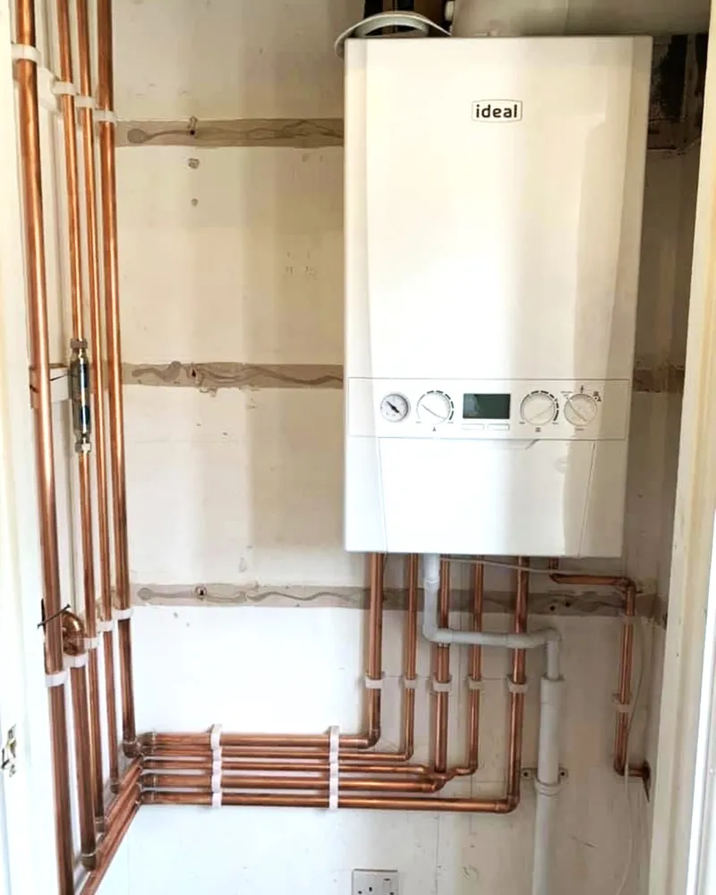 Ideal boiler, new copper pipework