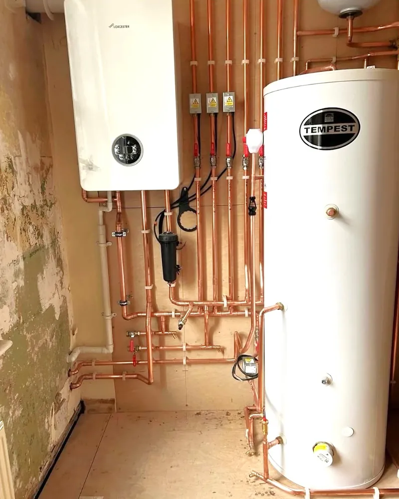Boiler and hot water cylinder